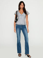 My Last Love Top Blue Check