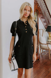 Vino On The Patio Knit Mini Dress in Black