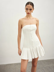 Cotton Blends Pleated Bubble Tube Dress