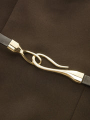 Belted V-Neck Tailored Dress