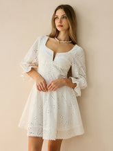 Cotton Scalloped Edge Eyelet Mini Dress