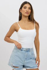 White Bodysuit Sleeveless Supersoft