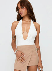 Emmalyne Plunge Neck Bodysuit White