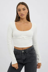White Top Short Sleeve Scoop Neck Long Sleeve