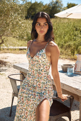 Floral Escape Satin Maxi Dress Multi