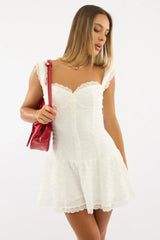 White Mini Dress Drop Waist