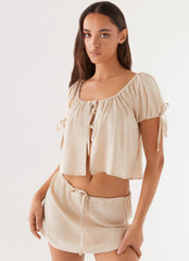 Amber Fields Linen Top - Natural