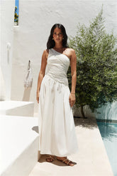 Lexi Loves Shoulder Maxi Dress Beige