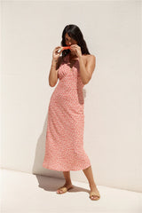 Island Dream Halter Maxi Dress Red