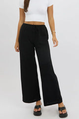 Black Wide Leg Pants Low Rise