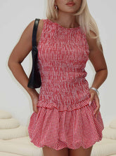 Radiostar Shirred Mini Dress Red