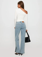 White Mustang Side Split Jean Light Blue