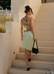 Pappilion Asymmetrical Midi Skirt Sage