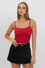 Red Cami Top Thin Strap Supersoft