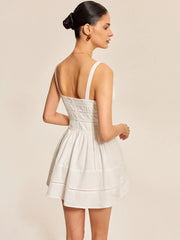 Cotton Lace Trim Square Neck Dress