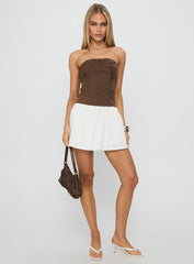 Sicialia Strapless Mini Dress Brown / White