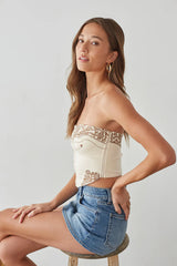 Montana Strapless Western Embroidered Top