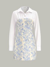 Shirt Collar Floral Jacquard Mini Dress