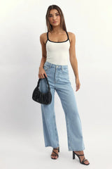 White Tank Top Sleeveless Rib