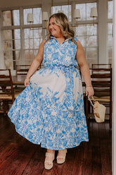 Tea Garden Stroll Floral Midi Dress Curves