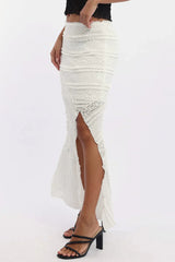 White Scarf Hem Lace Maxi