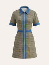 Plaid Contrast Trim Mini Dress