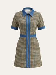 Plaid Contrast Trim Mini Dress