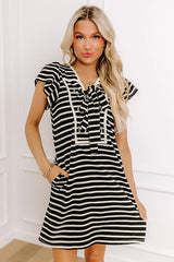 Bold Bands Front Tie Mini Dress