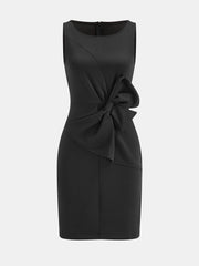 Bow-Accented Sleeveless Sheath Dress