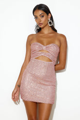 Shiniest Star Sequin Mini Dress Light Pink