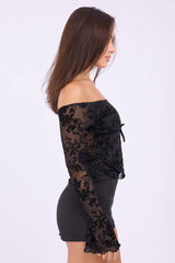Black Off Shoulder Top Long Sleeve