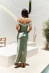 Dreamers Delight Off The Shoulder Maxi Dress Green