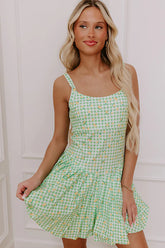 French Market Stroll Athleisure Mini Dress in Lime