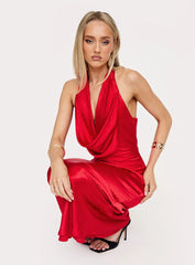Big Deal Halter Maxi Dress Red