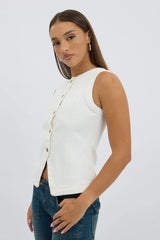 White High Neck Vest