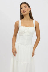 White Maxi Dress Drop Waist