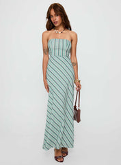 Finchie Strapless Maxi Dress Blue Stripe