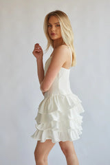 Diane Keyhole Front Tiered Ruffle Mini Dress
