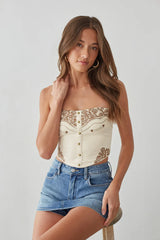 Montana Strapless Western Embroidered Top