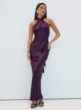 Rosaminta Halter Maxi Dress Plum Petite