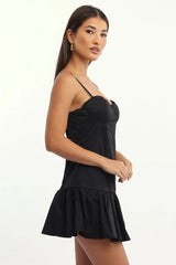 Black Fit And Flare Dress Drop Waist