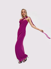 Syrina Cowl Neck Scarf Maxi Dress Berry