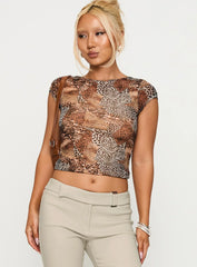 Tied In Short Sleeve Top Leopard