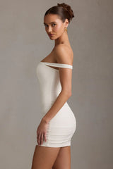 Off-Shoulder Corset Mini Dress in White