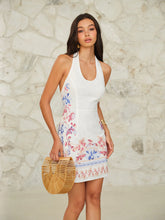 Floral-Printed Halter Neck Tie-Back Mini Dress