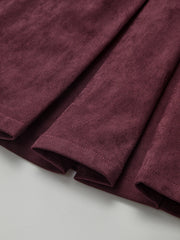 Belted Suede Pleated Mini Dress