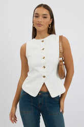 White High Neck Vest