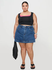 Back In Time Top Black / Pink Lace Curve