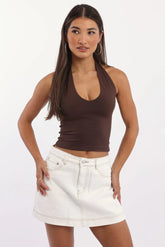 Brown Supersoft Halter Neck Top