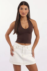 Brown Supersoft Halter Neck Top